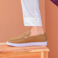 Men's Mustard Suede Drift Loafers - Contrast Stitching | LP501