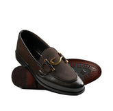 Brown Suede Formal Shoes with S-Buckle - Men's Loafers | VF019