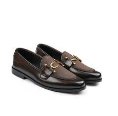 Brown Suede Formal Shoes with S-Buckle - Men's Loafers | VF019