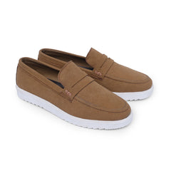 Men's Mustard Suede Drift Loafers - Contrast Stitching | LP501